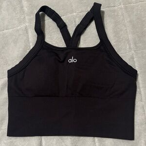ALO Yoga Black Ribbed Sports Bra